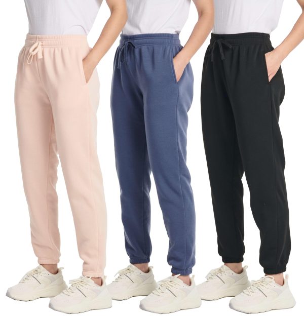 3 Pack: Women's Fleece Jogger Sweatpants (Available in Plus Size)