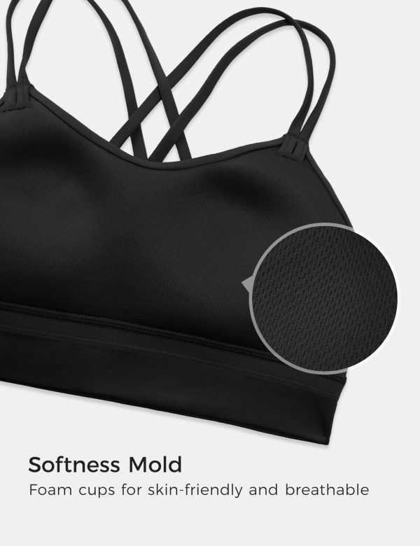 Softness Mold Womens Butterluxe Strappy Longline Sports Bra - Double Spaghetti Strap Workout Yoga Crop Top Athletic