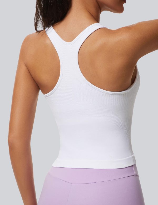 Workout Tank Tops for Women Racerback Basic Running Tanks Seamless Muscle Athletic Yoga Tops with Built in Bra