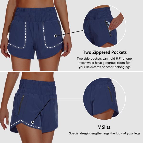 81hnQmTW9AL.jpg Women's High Waisted Athletic Shorts 4" High Rise Running Workout Gym Quick Dry Tummy Control Short with Zipper Pockets