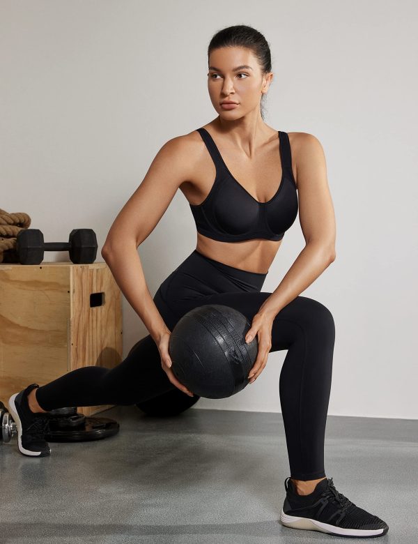 High Impact Sports Bras for Women Support Underwire Cross Back Large Bust Cool Comfort Molded Cup