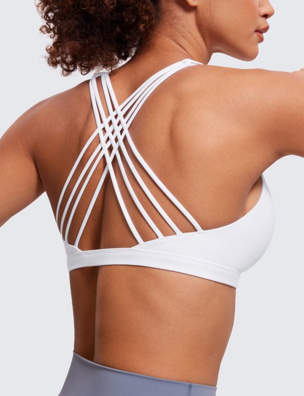 Strappy Sports Bras for Women - Criss Cross Back Wireless Padded Yoga Workout Cami Top