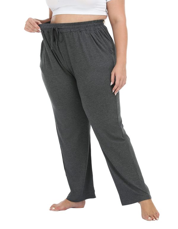Women's Plus Size Comfy Lounge Pants Active Yoga Sweatpants Casual Stretchy Jogger Pants with Pockets Drawstring