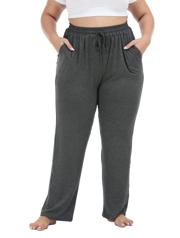Women's Plus Size Comfy Lounge Pants Active Yoga Sweatpants Casual Stretchy Jogger Pants with Pockets Drawstring