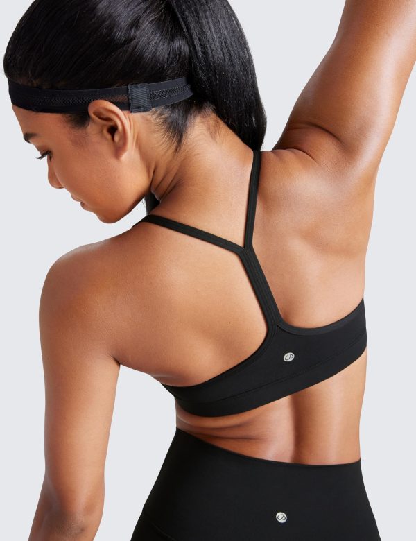 Butterluxe Womens Y Back Sports Bra - Padded Racerback Low Impact Spaghetti Thin Strap Workout Yoga Top