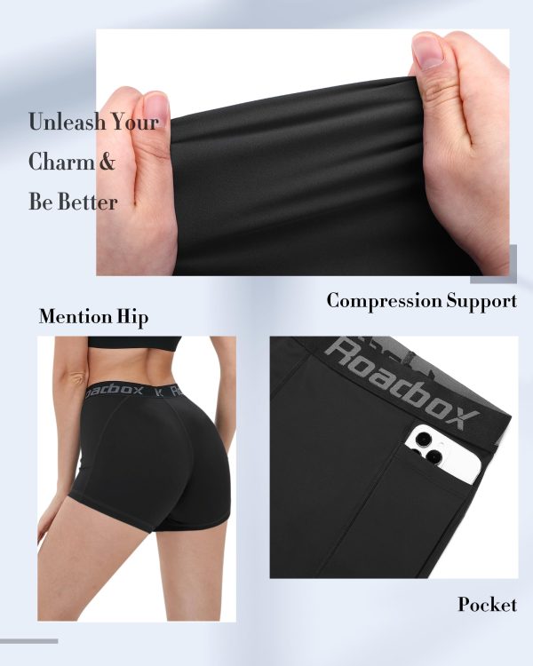 4" Women's Spandex Compression Shorts, 3 Pack Volleyball Shorts Athletic Biker Shorts for Workout Running Gym Yoga