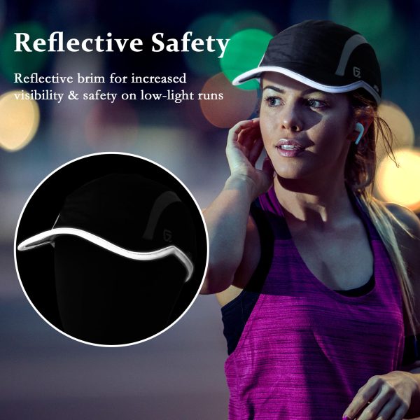 2 Pack Reflective Foldable Sports Hat UPF 50+ Sun Protection Outdoor Run Hats for Men and Women