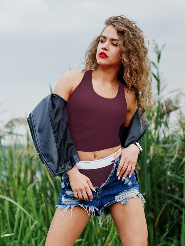 4 Pieces Basic Workout Crop Tank Tops Sleeveless Racerback Sport Tank Top for Women Yoga Running