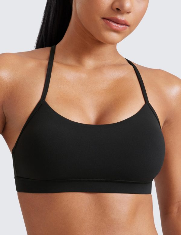Butterluxe Womens Y Back Sports Bra - Padded Racerback Low Impact Spaghetti Thin Strap Workout Yoga Top